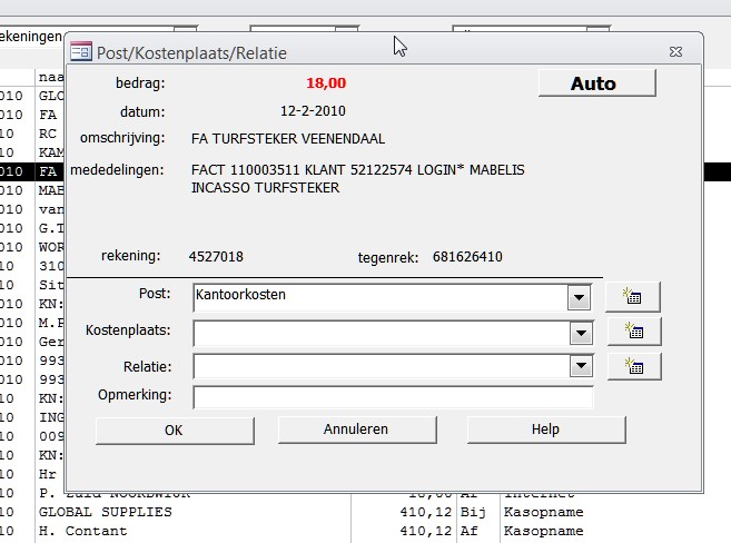 Scherm indeling in posten